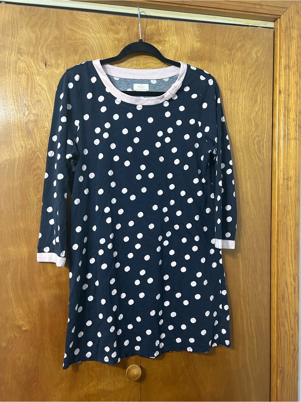 kate spade Blue Polka Dot Top with Pale Pink/Purple Trim